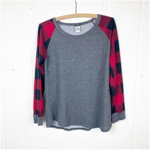 Brenda's Gray Buffalo Plaid Long Sleeve Top Size Small